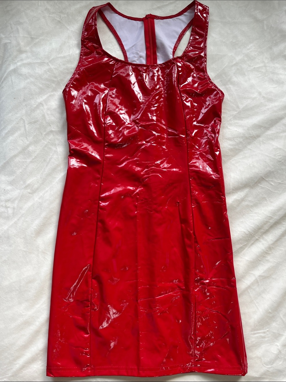 Red Patent Racerback Mini Dress